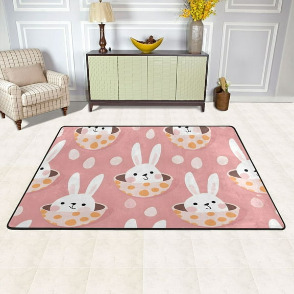 Rabbit in Hole Area Rug Washable 72 x 48 Floor Carpet Mat Non Slip for Bedroom Living Room Kids Room Home Decor