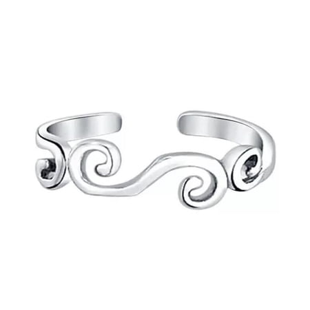 14K White Gold Plated Brass Toe Ring Swirl Midi Ring Adjustable Scroll Toe Rings Women's Toe Ring Alloy Toe Ring