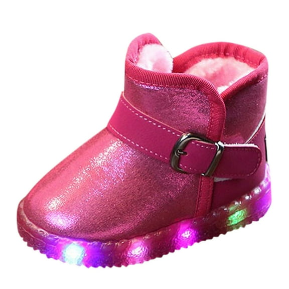 Herrnalise Kids Shoes Children Baby LED Light Up Luminous Sneakers Winter Warm Snow Boot
