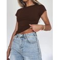 thumbnail image 2 of Crop Workout Tops for Women Pack Summer Short Sleeve Gym Athletic Compression Shirts Cute Tight Basic Tops Tee, 2 of 6