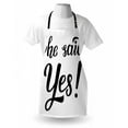thumbnail image 3 of Engagement Party Apron She Said Yes Quote in Bold Hand Written Sketchy Image Celebration, Unisex Kitchen Bib Apron with Adjustable Neck for Cooking Baking Gardening, Black and White, by Ambesonne, 3 of 3