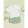 thumbnail image 2 of Bagilaanoe 2pcs Toddler Baby Boy Shorts Set Short Sleeve T Shirt Tops + Shorts 6M 12M 18M 24M 3T 4T Kids Casual Summer Clothes, 2 of 8