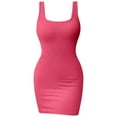 thumbnail image 4 of Curuila Womens Dresses Sleeveless Solid Color Square Neckline Stretchy Comfortable Casual Summer Slim Fit Mini Dress Red Size Xl, 4 of 4