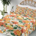 thumbnail image 5 of Ambesonne Rose Fitted & Top Sheet Set with Shams, Old Bridal Vivid Bouquet, Cream Orange Green, 5 of 8