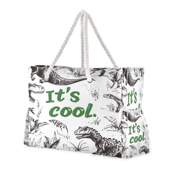 DIXRUYEE Beach Cooler Travel Tote Bags Beach Bag Fashion Dino Chic Printed