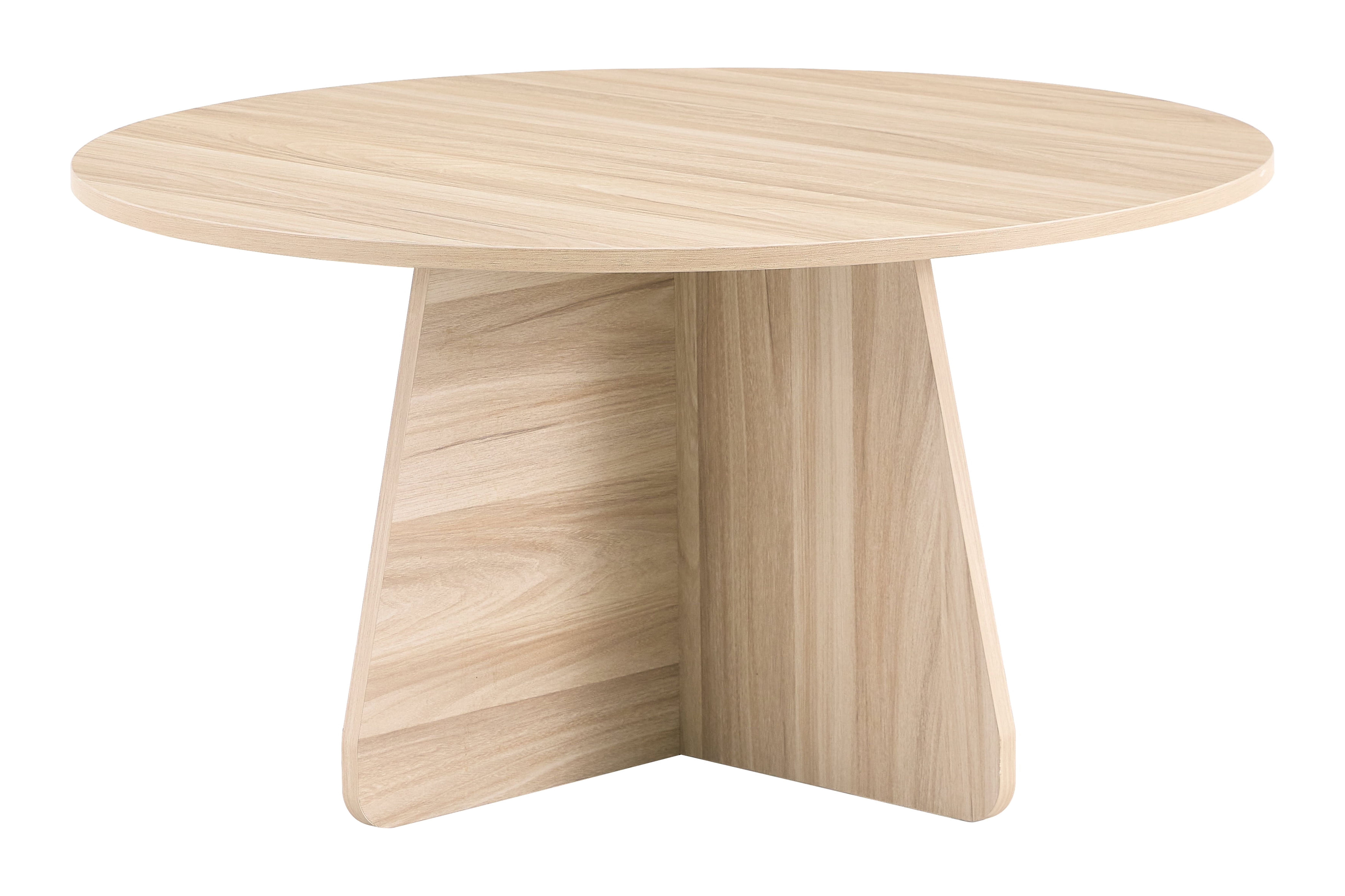 Retro Round Nesting Coffee Table Set of 2, Wood Grain Veneer MDF with Crisscross Legs, Walnut & Natural Wood Finish, Space Saving Stackable Side Tables for Living Room Small Apartment