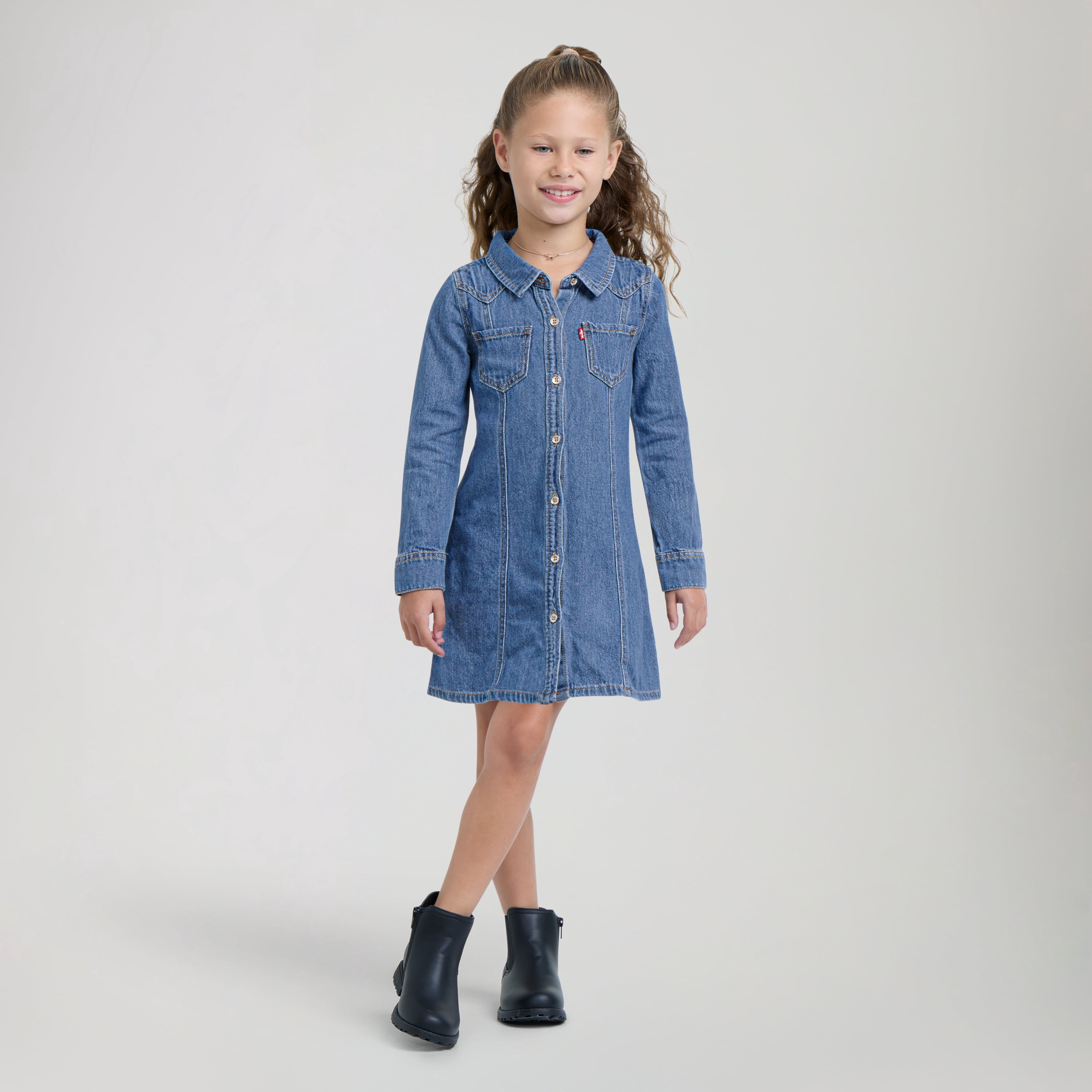 Levi's Girls Western Denim Shirt Dress, Sizes 4-6X