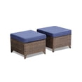 thumbnail image 7 of Miekor Furniture Outdoor PE Wicker Ottomans Set of 2, Patio Gray Rattan Footrests with Blue Cushions for Backyard or Deck No.4689, 7 of 7