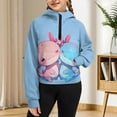 thumbnail image 7 of Uourmeti Cute Axolotl Couple Print Girls Athletic Zip Up Sweatshirt with Pocket Long Sleeve Soft Loose Top Fall Winter Spring Daily Use Size 7-8, 7 of 7