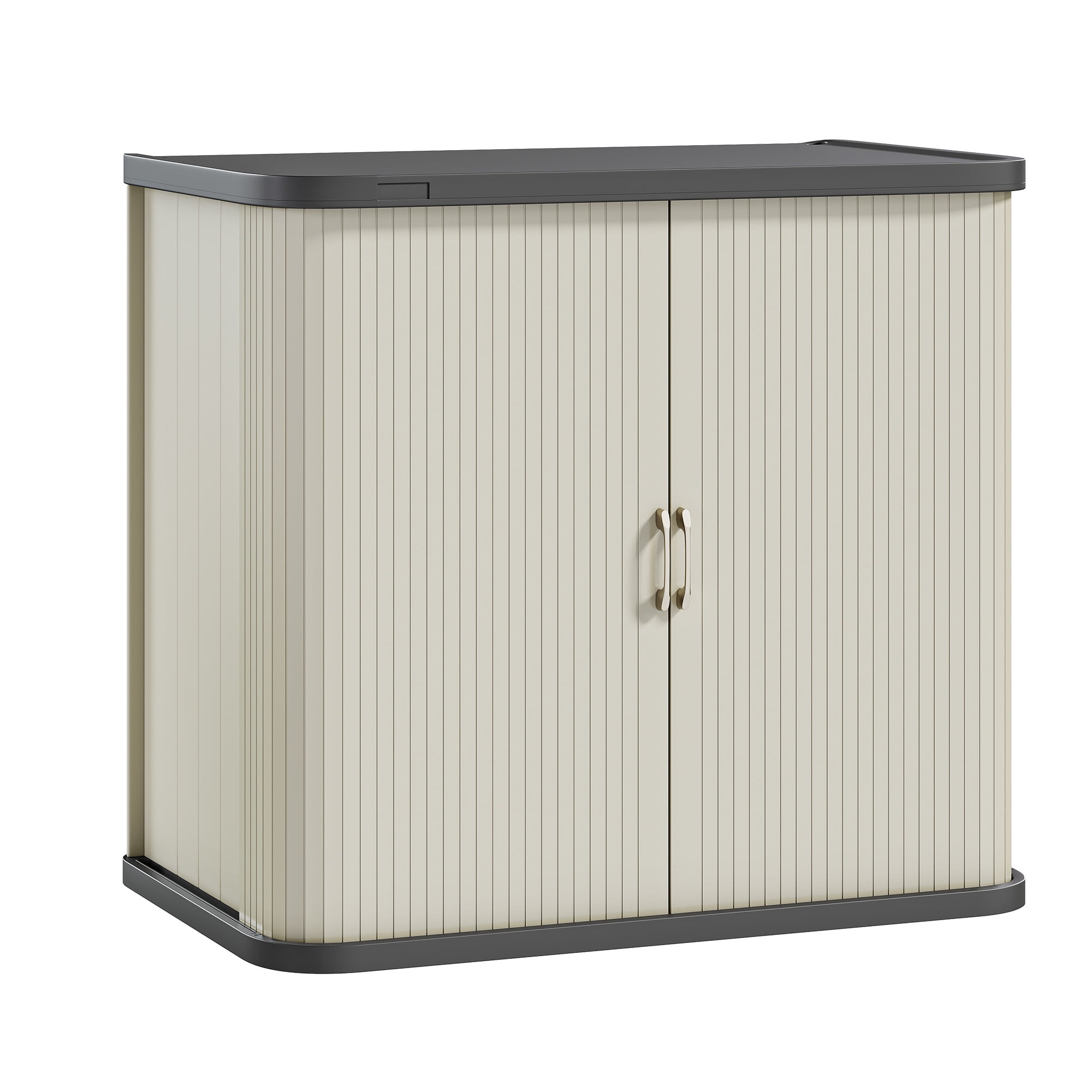 Uforic 73 Gal Large Weatherproof Outdoor Storage Cabinet, Dual-Wall Resin with Sliding Doors, Light Gray