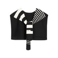 thumbnail image 1 of INSPIRE CHIC Women's Stripes Sweater Shawl Wraps Knitted Knotted Multicolor Fashion Casual Scarf for Travel Office One Size Black, 1 of 6