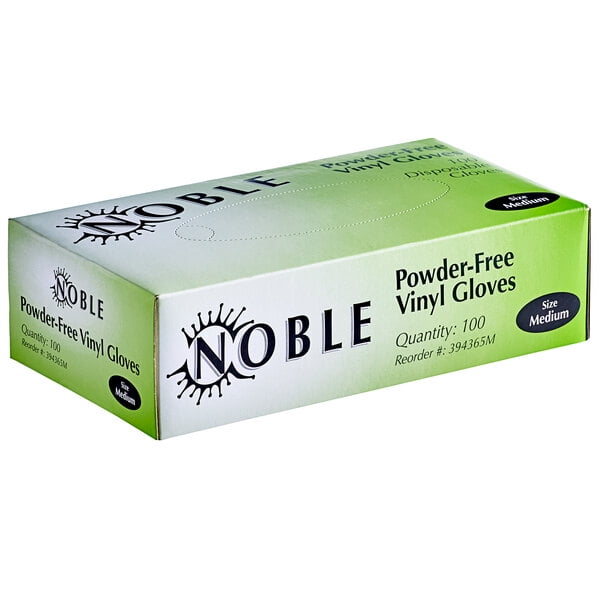 Noble Gloves PowderFree Disposable Vinyl Gloves for Foodservice Medium