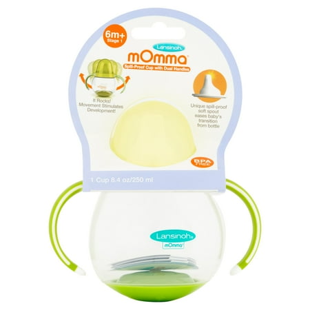 Lansinoh mOmma 8.4 oz Spill-Proof Cup with Dual Handles 6m+ Stage 1