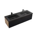 thumbnail image 5 of Modern 60" Wall-Mounted Bathroom Vanity in Black with Two Sinks, 5 of 6