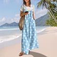 thumbnail image 3 of Polka Dot Jumpsuits for Women Summer Casual Boho Wide Leg Overalls Loose Fit Sleeveless Rompers with Pockets(Light Blue,L）, 3 of 8