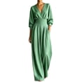 thumbnail image 2 of Hvogkswy Wide Leg Jumpsuits for Women Long Sleeve Wrap V Neck High Waist Romper Comfy Flowy Outdoor Hiking Casual Vacation Jumpsuit With Pockets, 2 of 5