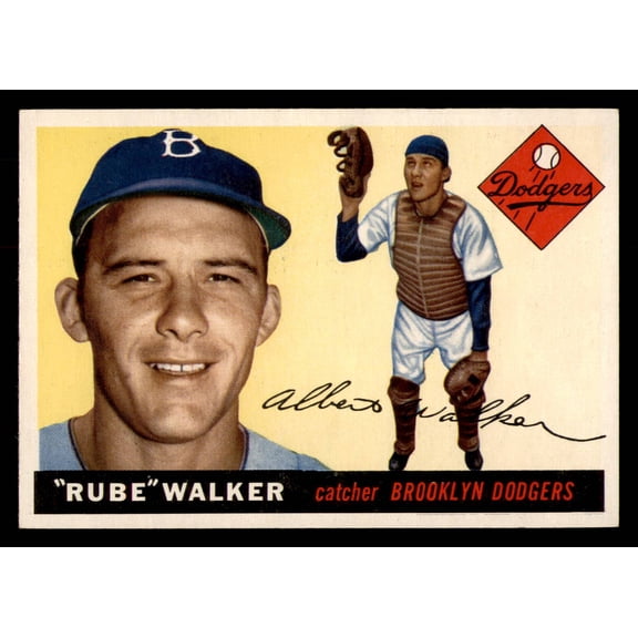 Collectible 1955 Topps Rube Walker #108 Baseball Card Brooklyn Dodgers MLB Brooklyn Dodgers MLB Baseball Trading Card