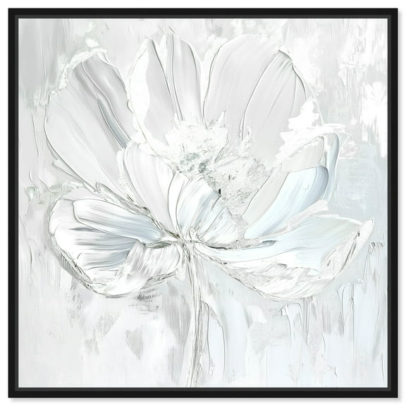 Off-White Magnolia II Floral Fine Wall Art Canvas Wall Art by Art Remedy, Black Floater Frame, 13" x 13"