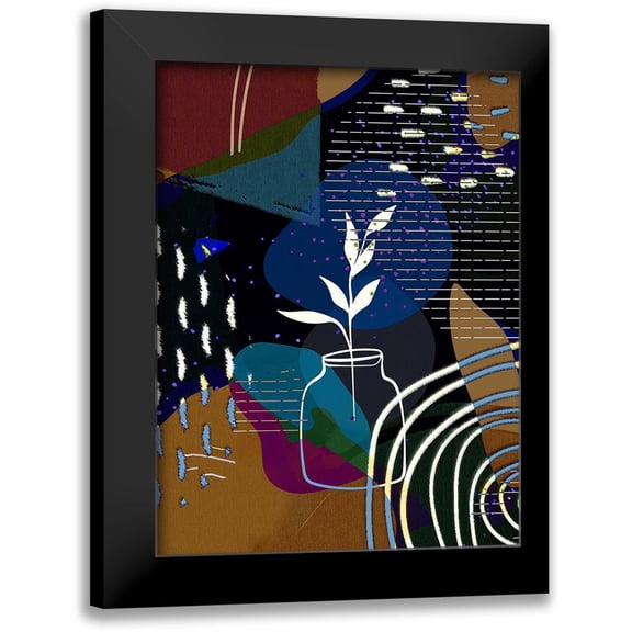 Bolokofsky, Ronald 12x14 Black Modern Framed Museum Art Print Titled - Abstract Boho Composition 657