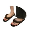 thumbnail image 3 of RotHome Flip Flops Platform Thong Sandals for Women Open Round Toe Comfy Slip on Flats Casual Summer Beach Slide Stone Decor Vacation Party Shoes Wedge Style, 3 of 6
