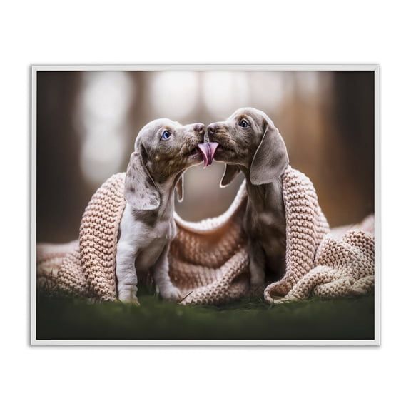 Stupell Industries Eclectic Puppies with Blanket White Framed Giclee Art, 14 x 11, by Natalie Grosse