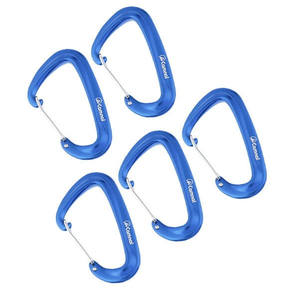 Clip de mosquetón de aluminio de 5 piezas, mosquetones de aleación de aluminio 16KN 7075, pesado Azul Cola Mosquetón de aluminio para hamaca