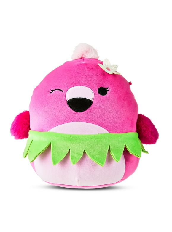 Squishmallows Official 8 inch Cookie the Pink Flamingo with Hula Skirt - Child's Ultra Soft Stuffed Plush Toy