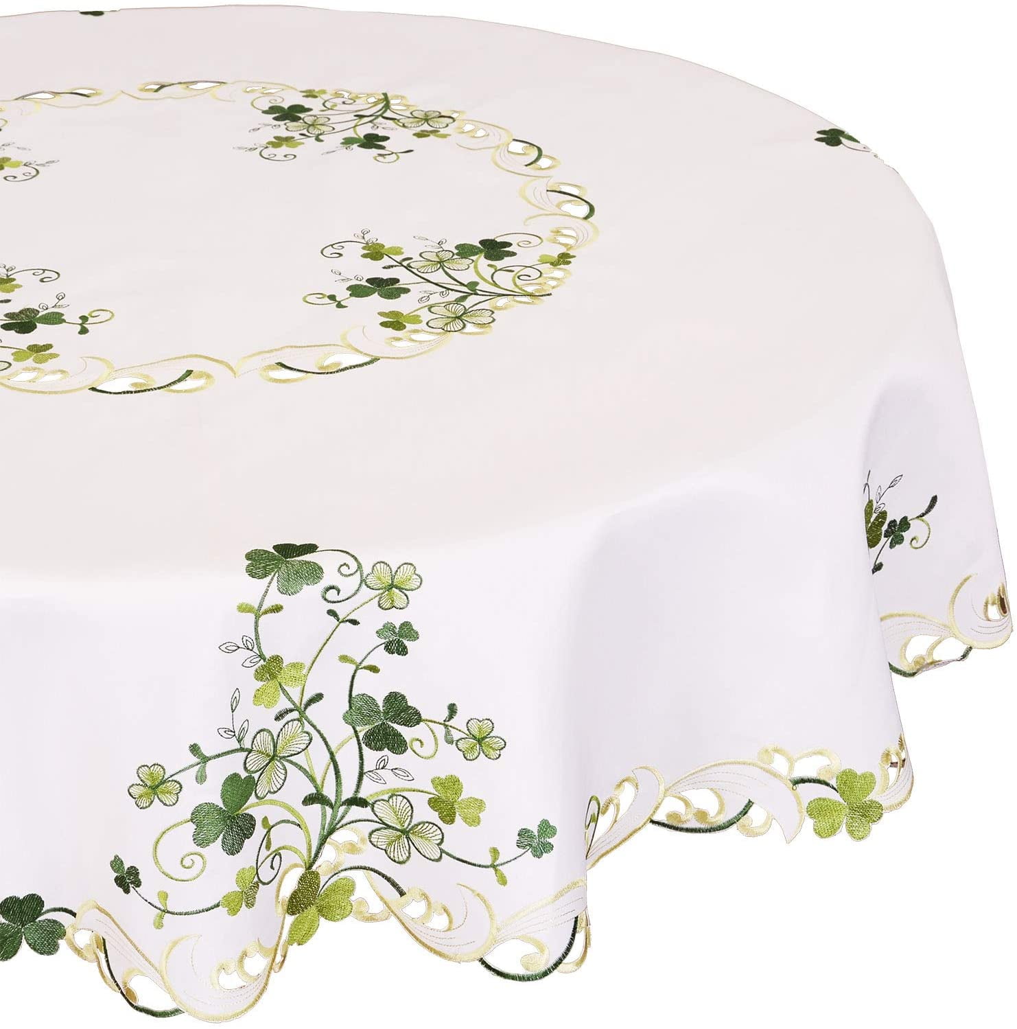 White Lily of the valley Embroidery Table runner Overlay Tablecloth Doily Cream 