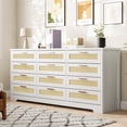 thumbnail image 2 of M optimized 12 Drawer Dresser for Bedroom, Modern Rattan Chest of Drawers, Wood Storage Organizer with Drawers and Handles, for Nursery, Entryway, Living Room, 2 of 8