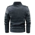thumbnail image 4 of Mens Stand Collar Leather Jacket Motorcycle Lightweight Vintage Faux Leather Outwear Plus Size Steampunk Jacket Coat, 4 of 4