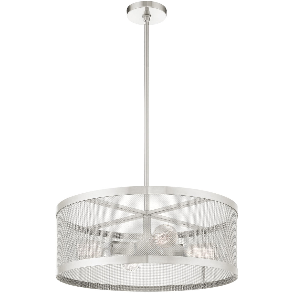4 Light Brushed Nickel Chandelier with Brushed Nickel Stainless Mesh Shade