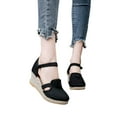 thumbnail image 2 of Nrmvnmi Womens Summer Espadrilles Wedge Sandals Platform Closed Toe Ankle Buckle Strap Lace Up Shoes Black Mothers Day Gifts, 2 of 6