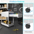 thumbnail image 3 of IKIMI Heavy Duty Utility Cart, 2-Tier Metal Rolling Cart with drawer - 360 Silent Swivel Wheels, for Garage, Home, Restaurant, Jobsite, Office Storage Organizer, White, 3 of 11