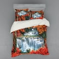 thumbnail image 1 of Ambesonne Landscape Bedding Set 4 Pcs, Botanic Fall Forest, Queen, Orange Red and White, 1 of 3