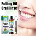 thumbnail image 1 of Coconut Pulling Oil, Mint Oil Pulling Mouthwash, Oil Pulling for Healthy Teeth & Gums, Whitening Pulling Oil Coconut Mint, Mouthwash With Tongue Scrap, 1 of 5