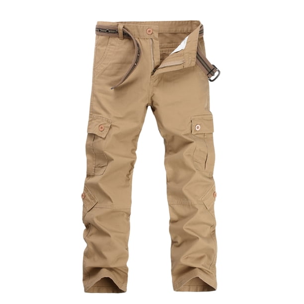 Qarigey Pantalón cargo Transpirable y cómodo Aplicación amplia Hecho con pantalones cargo para hombre de algodón Prendas para la parte inferior del cuerpo Caqui 33