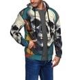 thumbnail image 2 of Uemuo Modern Hip-Hop Skull for Men's Fashion Full-zip Hoodies & Sweatshirts with Kangaroo Pocket, Zip-up Hooded Sweatshirt, Moisture Wicking & Breathable-Small, 2 of 5