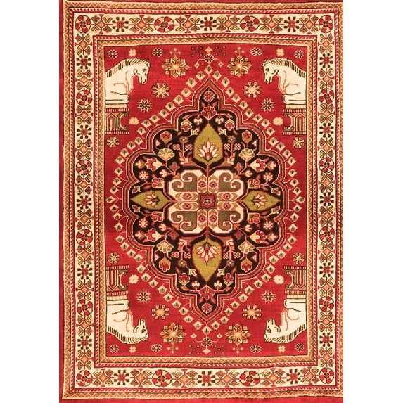 Ahgly Company Indoor Rectangle Persian Orange Traditional Area Rugs, 2' x 3'
