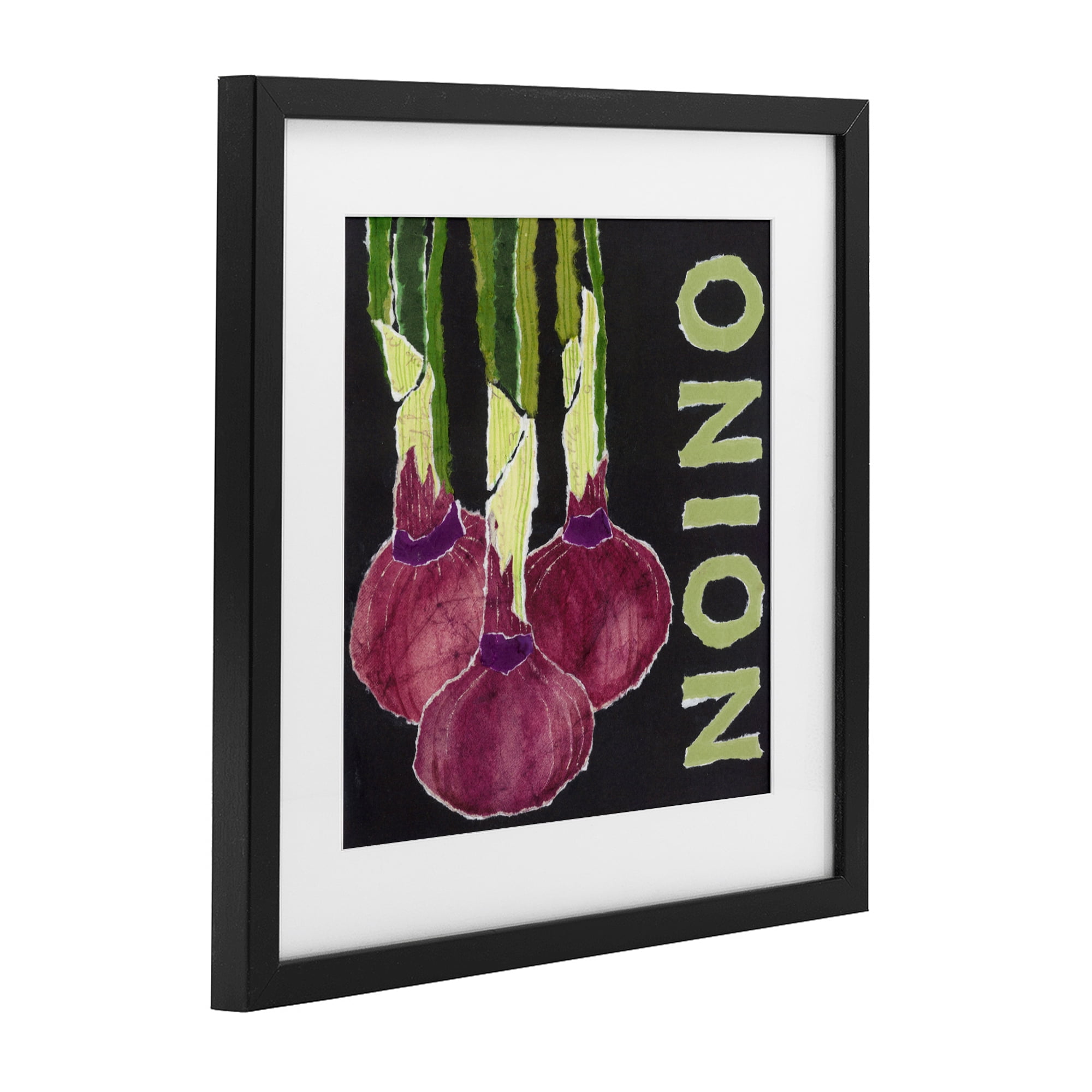 Stupell Industries Collaged Garden Onion Black Framed Print Under Glass, design by Nancy Overton