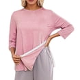thumbnail image 2 of Post Shoulder Surgery Shirts for Women 3/4 Sleeve Tear Away Side Slit Crewneck Chemo Port Adaptive Clothing, 2 of 5
