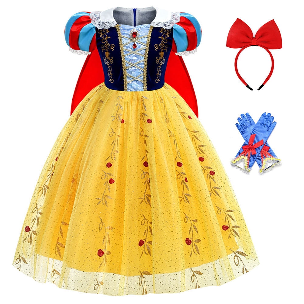Women's Disney Snow White Blue/Yellow Princess Dress with Hat & Bow  Halloween Costume, Assorted Sizes
