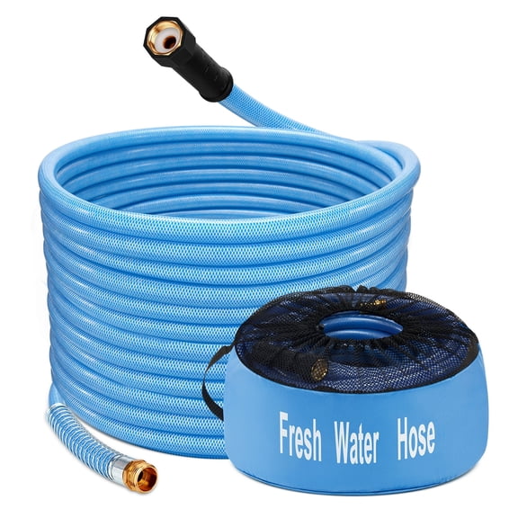 Kohree 50FT Upgraded RV Water Hose with Storage Bag, 5/8" Drinking Water Hose, Reinforced PVC Design w/Strain Relief Ends for RV, Camper, Truck