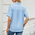 thumbnail image 6 of Savings Olyvenn Womens Imitation Denim Button Down Shirts Summer Casual Comfy Short Sleeve Tunic Tops 2025 Trendy Blouses with Pockets Light Blue S, 6 of 6
