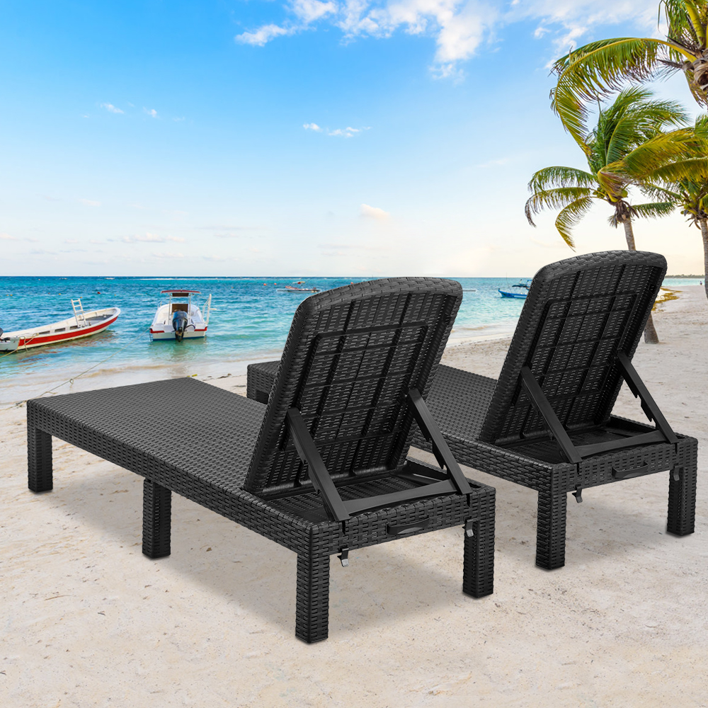 SEGMART Outdoor Lounge Chairs Set of 2, Adjustable Patio Chaise Lounges, Lounger Recliner for Poolside, Backyard, Porch, Quick Assembly, Easy Carrying, Waterproof, 330lb Capacity - Gray - image 5 of 9