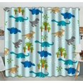 thumbnail image 1 of Cortinas de ventana ABPHQTO Siluetas Dinosaurios Hojas Árboles Azul 130x210 cm dos piezas, 1 of 1