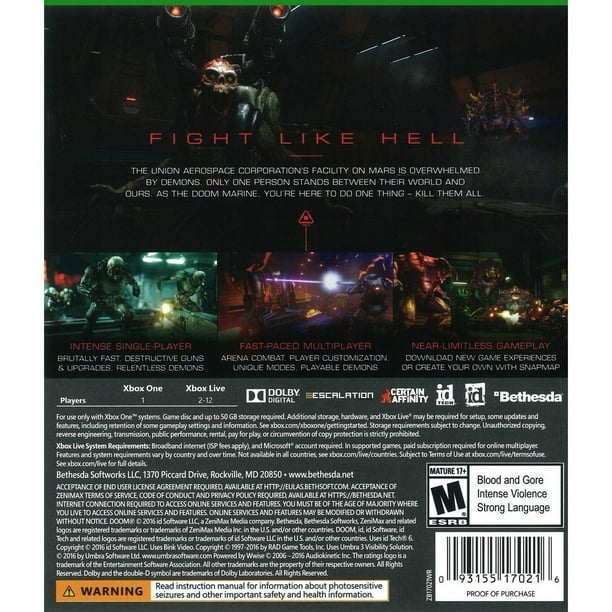 Bethesda Softworks Doom Pre Owned Xbox One Walmart Com Walmart Com