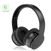 LOBKIN Bluetooth Foldable Headband Headphone with Microphone and Audio CableHi-Fi Stereo Wireless HeadsetNoice Cancelling Soft Earmuffswith TF Card MP3 Mode and FM Radio for iPhone/iPad/PC (Black)