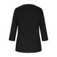 thumbnail image 5 of Fanxing Women 3/4 Sleeve Shirts with Keyhole Crewneck Pullover Going Out Tops Hollow Out Three Quarter Sleeve Blouses Black,XL, 5 of 7