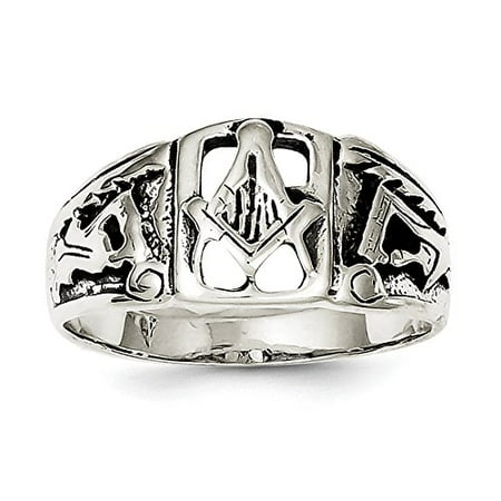 925 Sterling Silver Antiqued Masonic Ring, Size 11 MSRP $73