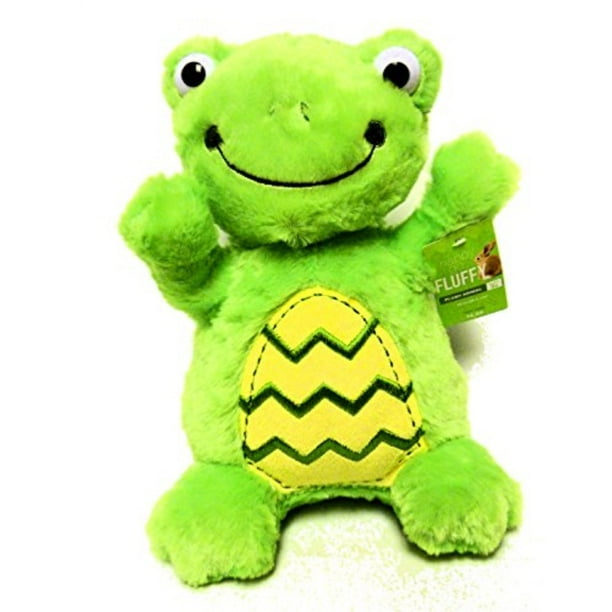 Plush Fluffy Green Frog Stuffed Toy 10 Inches